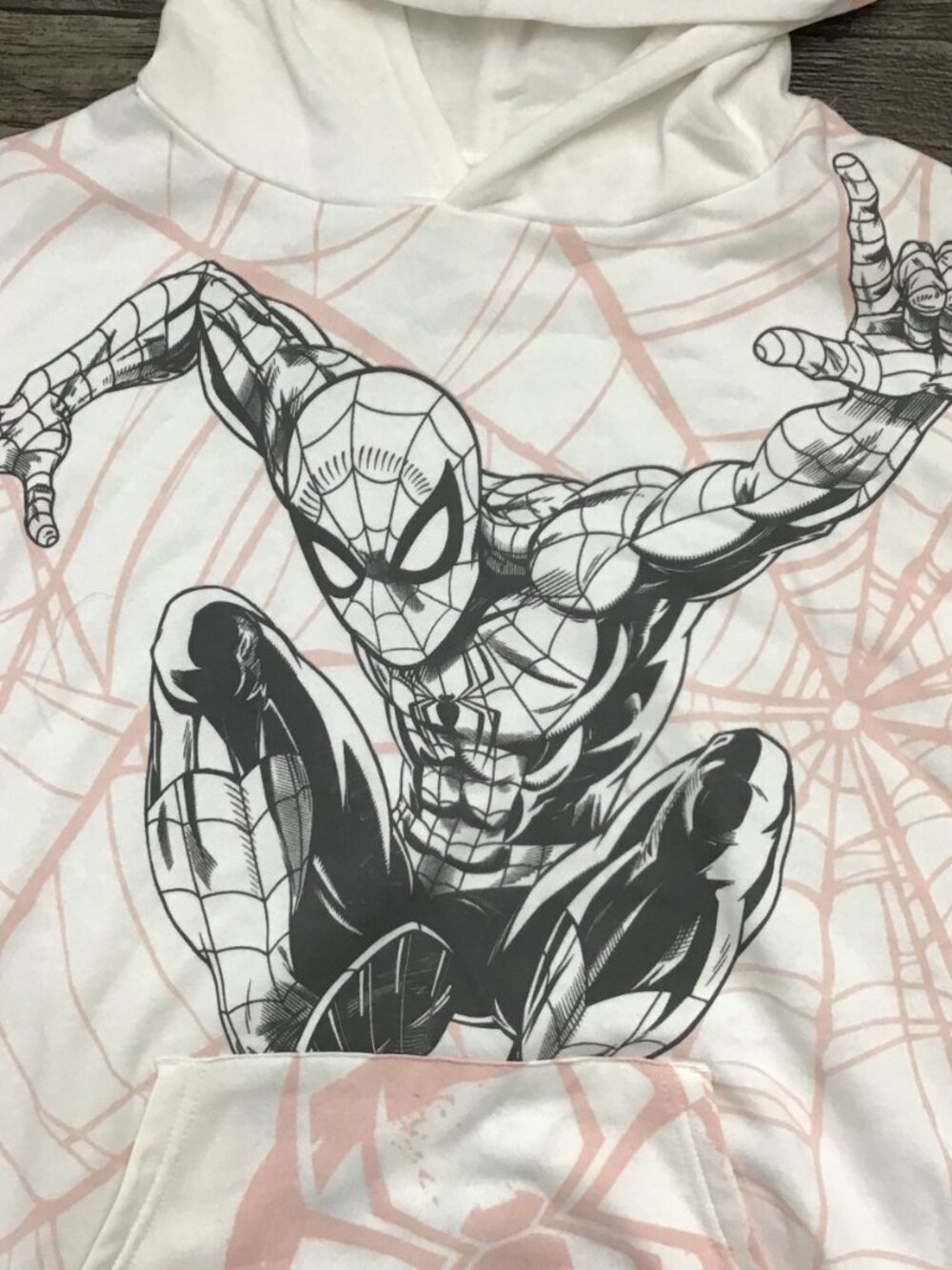 NWT Marvel Spiderman Women Sweatshirt Hoodie White/Pink Size Medium - Picture 4 of 9